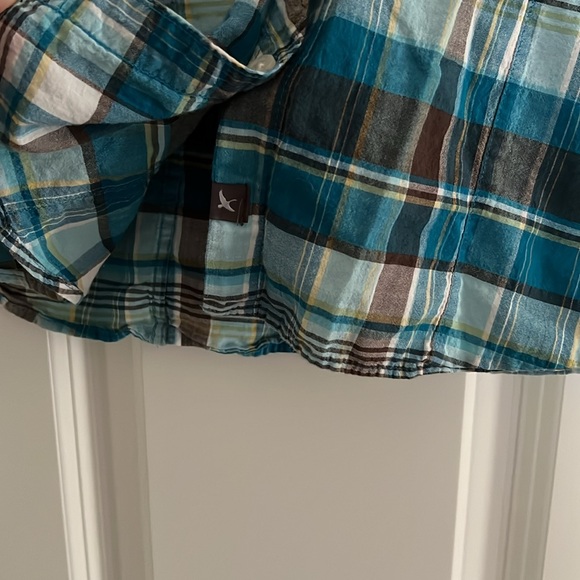 $5 EUC Eddie Bauer Flanel Print Short Sleeved Buttoned Top - Picture 3 of 6